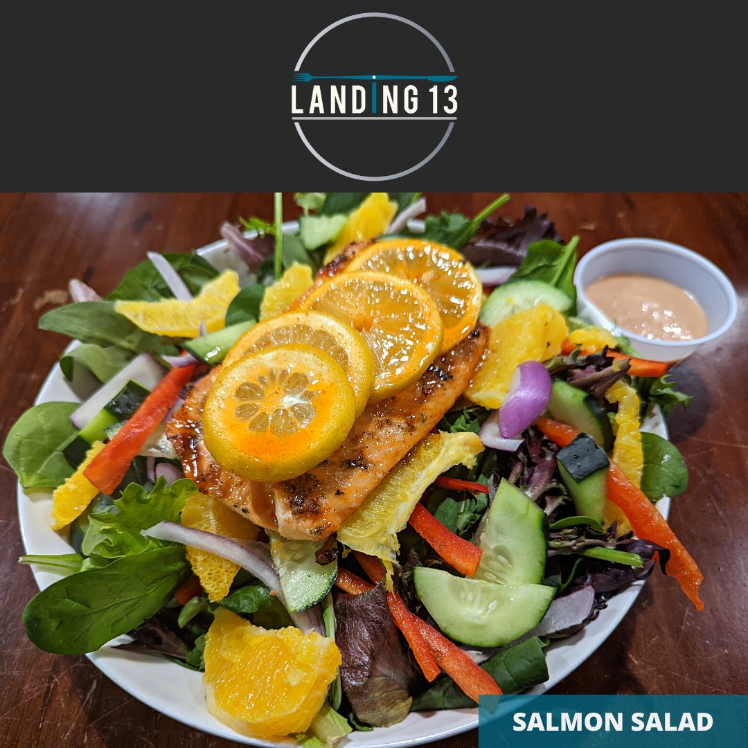 Salmon is back at Landing 13! Come on by today and try our delicious and nutritious Salmon Salad!

#Landing13
#Porterville
#SalmonSalad
#Salmon
#Salad