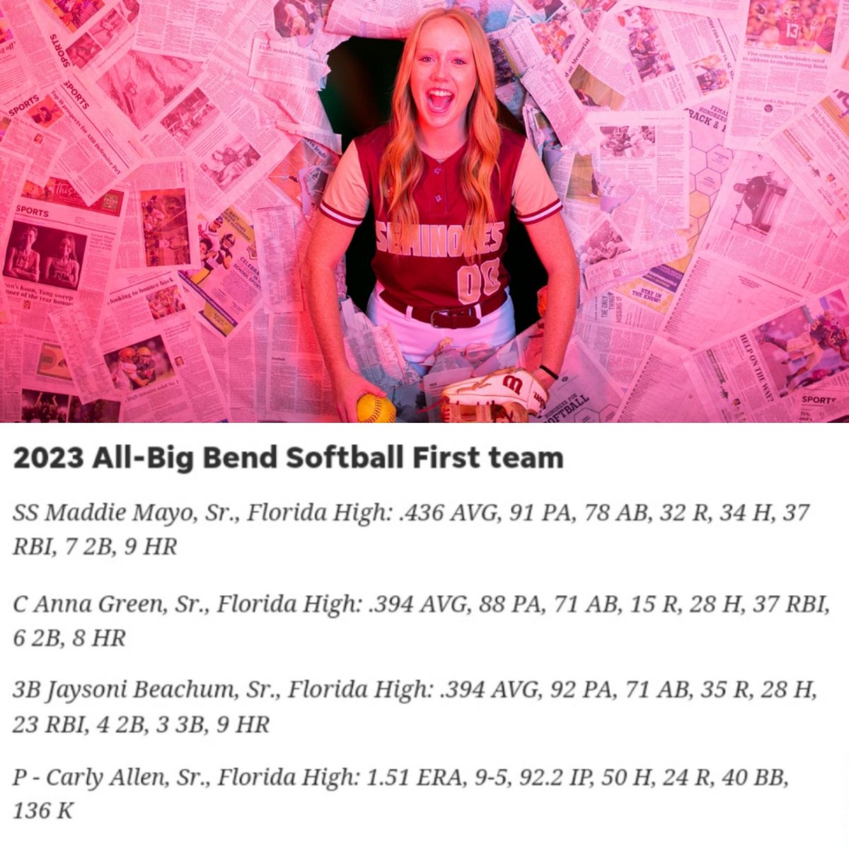BurnTheLadders's tweet photo. Congrats to @MaddieMayo2023 for being named the All-Big Bend player of the year! And congrats to @AnnaGre23696022 @BeachumJaysoni @carlyal62887119 for earning 1st team honors! https://t.co/nXGFxqY6q6