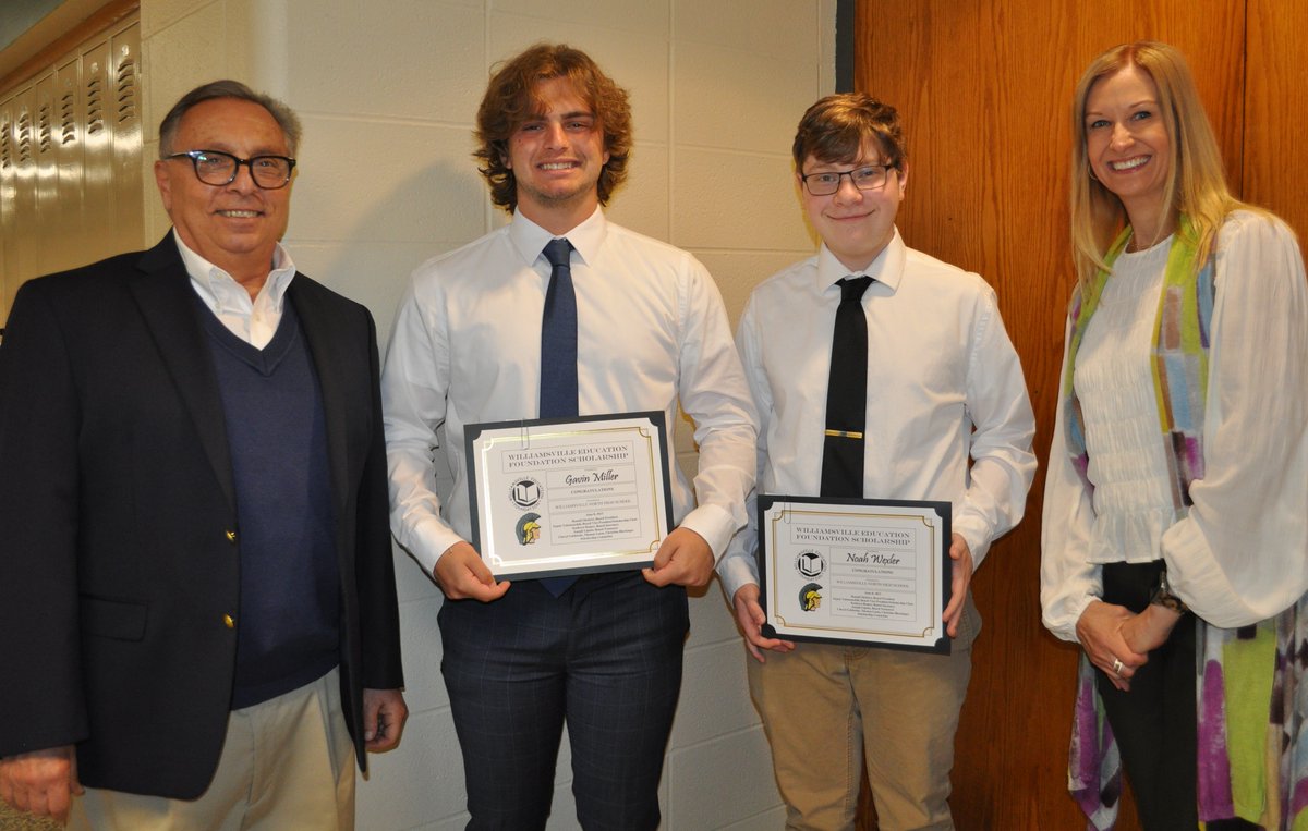 WillNorthHigh's tweet photo. Congratulations to Gavin Miller and Noah Wexler!  They were awarded scholarships from the Williamsville Education Foundation!

Details: https://t.co/U3q7oz2zRl https://t.co/qymhY31tv7