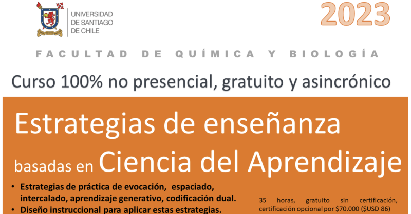 CarlosR22040015's tweet photo. Estrategias de enseñanza basadas en ciencia del aprendizaje, USACH 2023, Curso gratuito, 100% online y asincronico, inicialo cuando quieras.