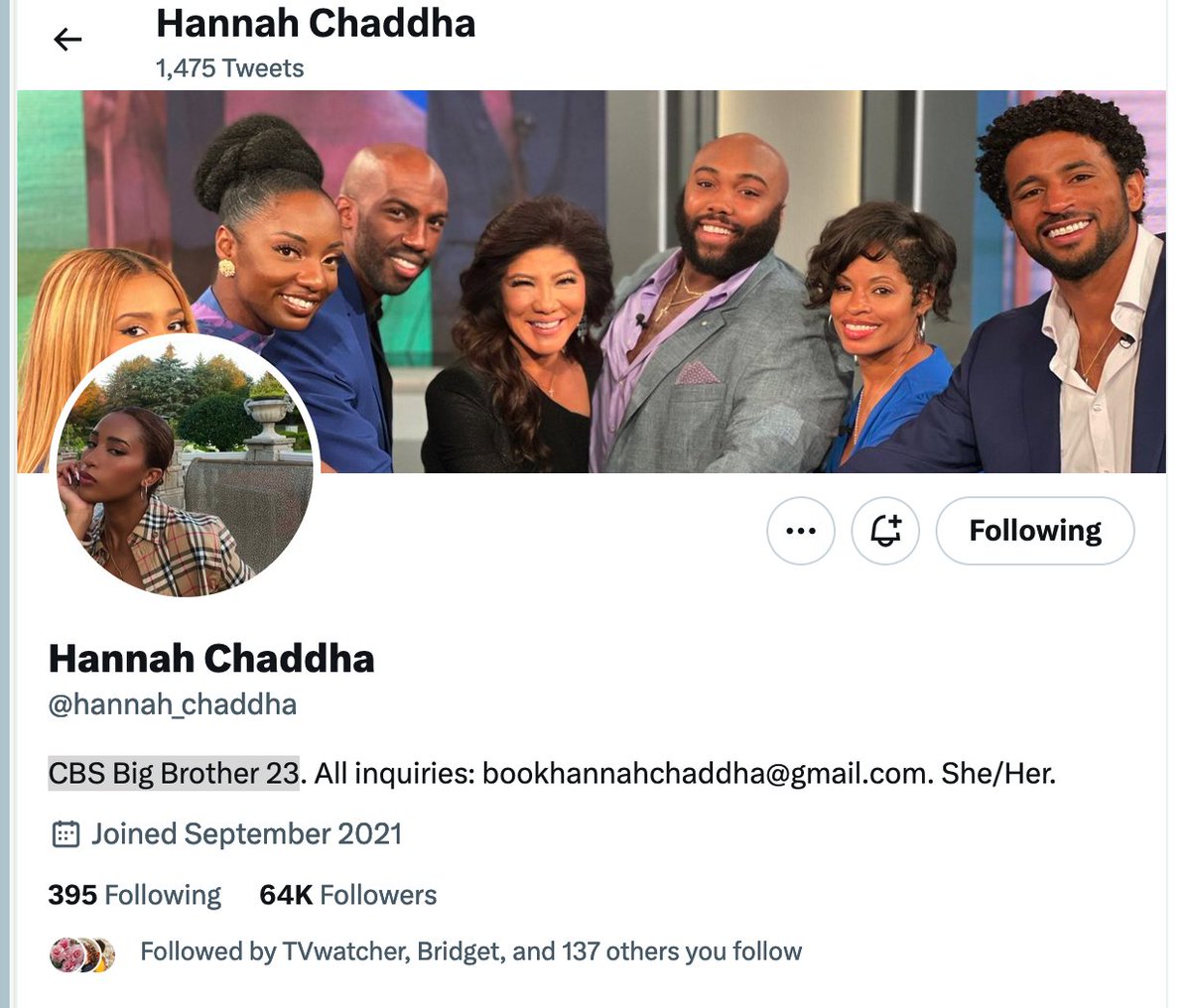 @hannah_chaddha From #BB23 to Med School, quite the Arc Of Success.
Bon Voyage.