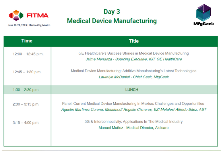 Looking forward to discussing the latest developments in #additivemanufacturing #3dprinting for medical applications at <a href="/FITMALatam/">FITMA - Feria Int. de Tecnología y Manufactura</a> in Mexico City! If you're going to be there, drop me a message. bit.ly/FITMA23

#fitma2023 #meddevice #medtech #medical