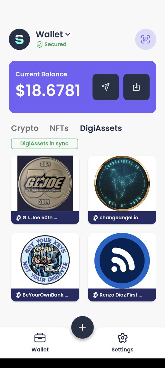 Testing out @SecurusWallet #digiassets. This is great. My digiassets we're the only crypto related asset I own that I didn't self custody. Now I will. Thanks @SecurusWallet. $dgb #DigiByte
