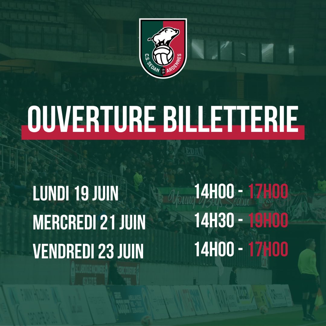 _CSSA's tweet image. Découvrez les horaires d’ouverture de la boutique et de la billetterie pour la semaine prochaine ! 🟢🔴