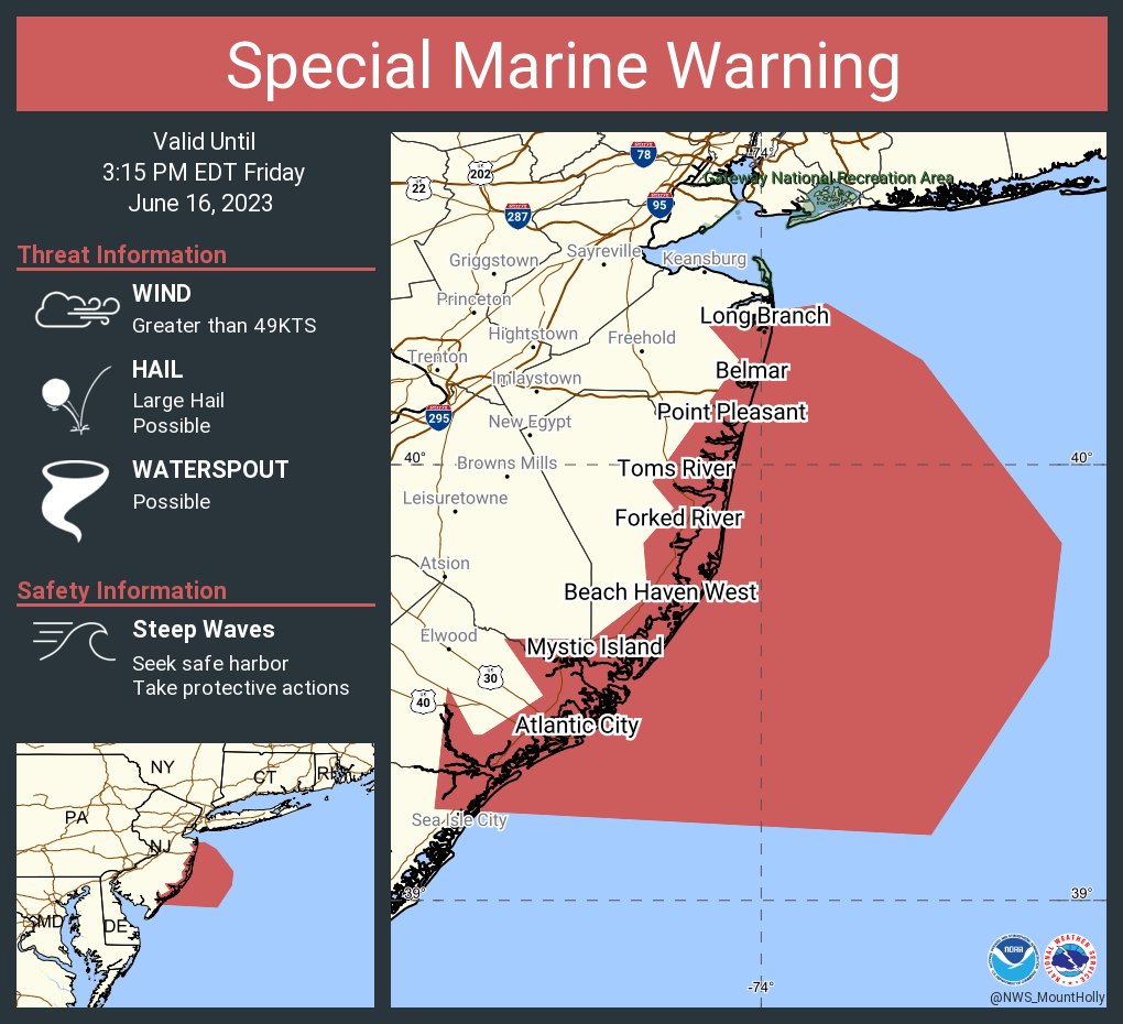 NWS Mount Holly on Twitter "Special Marine Warning continues for the