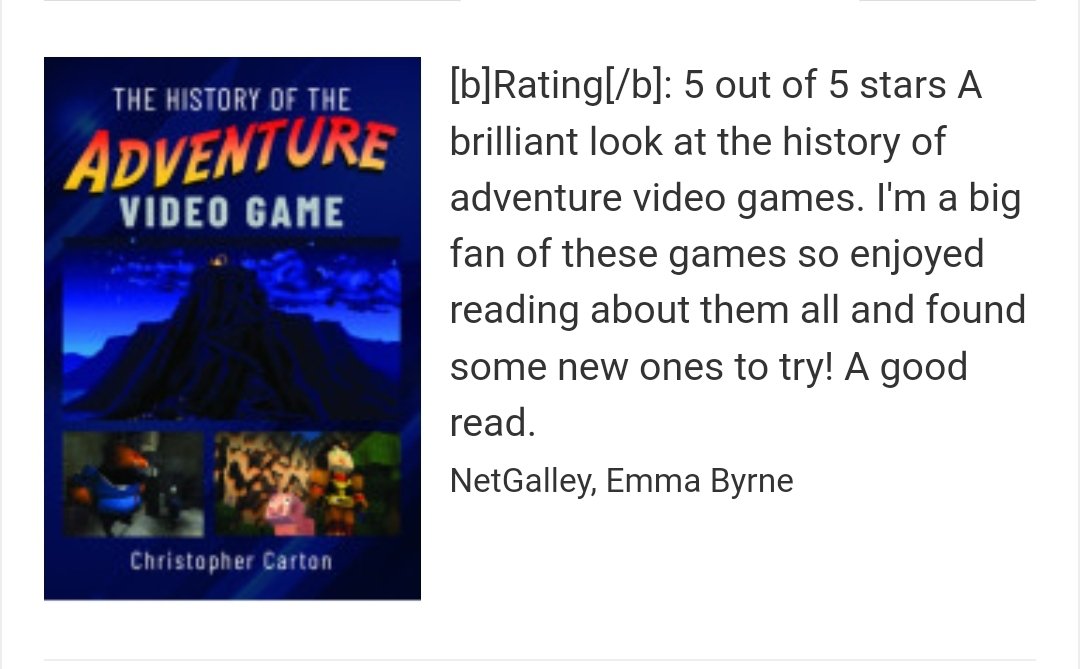 The first review of The History of the Adventure Video Game is here, and it's 5 ⭐️

Pre-order here!

pen-and-sword.co.uk/The-History-of…

@lucasartsfans
@PixelArtSierra
@yakwaxlips

#adventuregame #retro #monkeyisland
#maniacmansion #brokensword #kingsquest #colossalcave #leisuresuitlarry