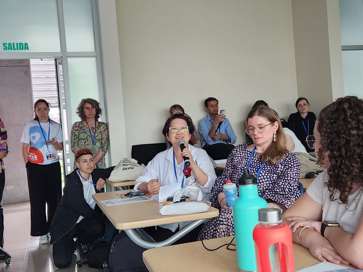 <a href="/MJHande/">Mary Jean Hande (she/her)</a> and Susan Rodriguez (Migrante Manitoba) presenting about participatory research @CareworkN Summit in Costa Rica