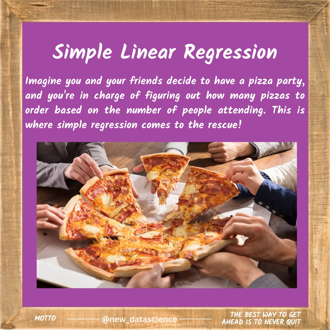 newdatadiary's tweet image. Discover the power of simple regression analysis as we delve into the relationship between pizza slices for number of people in a party 🎯
#RegressionAnalysis #DataDriven #UnlockYourSuccess #datascience #dataanalytics #dataenthusiast #data