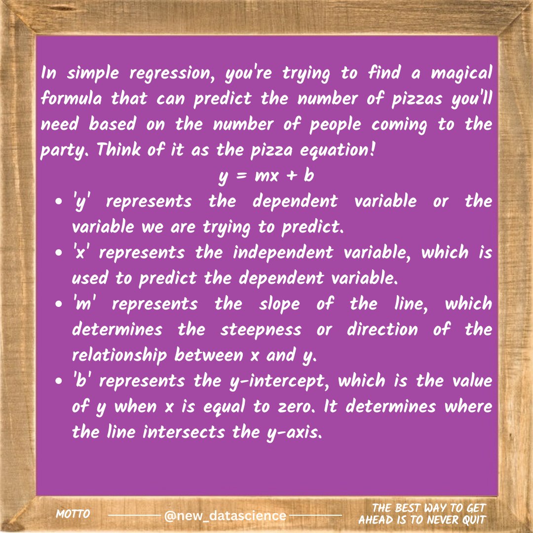 newdatadiary's tweet image. Discover the power of simple regression analysis as we delve into the relationship between pizza slices for number of people in a party 🎯
#RegressionAnalysis #DataDriven #UnlockYourSuccess #datascience #dataanalytics #dataenthusiast #data