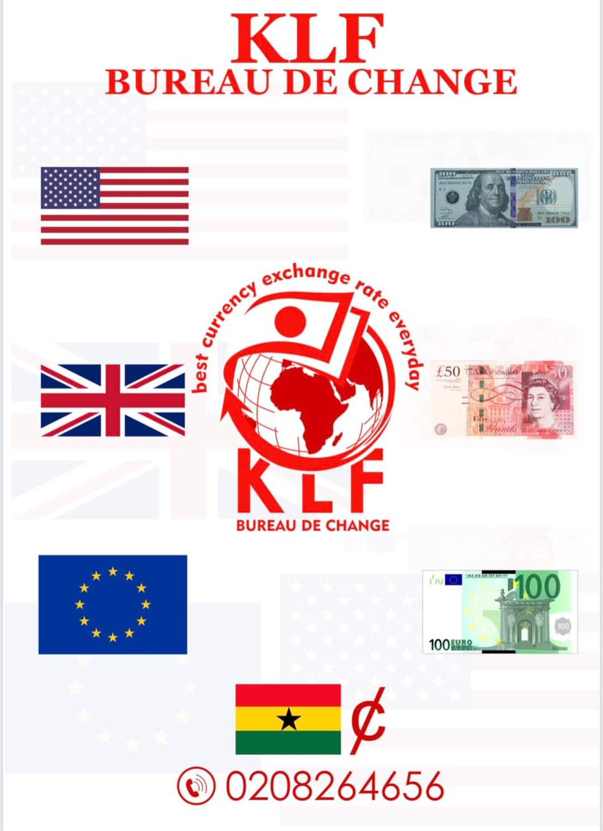 BreyConnects's tweet photo. KLF FOREX BUREAU HAS THE BEST RATES IN YOUR CASH CONVERSIONS 
😊👍🏾
💸 💰 💶 💴 💱 💷 

Kindly Call 📞  

Call +233 20 826 4656
#money #Ghana #breyashtonziggy https://t.co/o92yRVMuEC