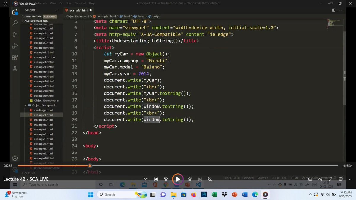 nishabhattnisha's tweet image. Day16,
Update 🙌
#LearningWithLeapfrog 
Today I start to learn in JavaScript.... to string() method.when js calls to String ()?.
Going interested day by day.
#60DaysOfLearningWithLeapfrog 
#LearningWithLeapfrog2023 
#LSPPLearningD16