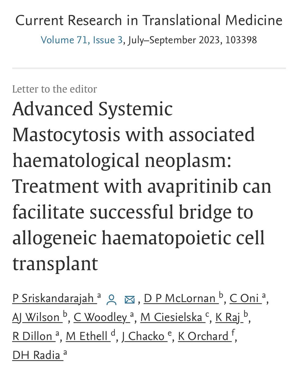 Experience with avapritinib prior to allo-HCF for SM-AHN — 3 illustrative cases! Much more to learn in the space for sure #mastocytosis #mpnsm #LondonMPNsm