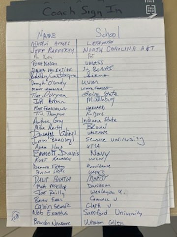 More than 150 college coaches signed in for the opening afternoon at Babson….

Lots more on their way for the weekend games