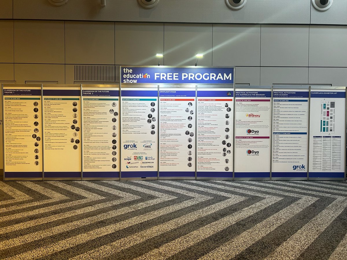NatEduSummit's tweet image. 🎉 @NatEduSummit is on again today!
There's plenty of FREE PD Sessions to choose from.  Head to the MCEC, doors open 9am - 4pm
Entry to the EXPO & access to the #ClassroomoftheFuture #KnowledgeCentre & #GrokAcademy sessions is FREE! #NES23