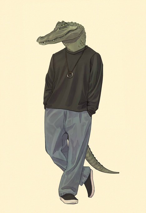 今日6/17は #国際ワニの日 とのことなので、ワニの獣人さん描きました #獣人 #イラスト #WorldCrocodileDay