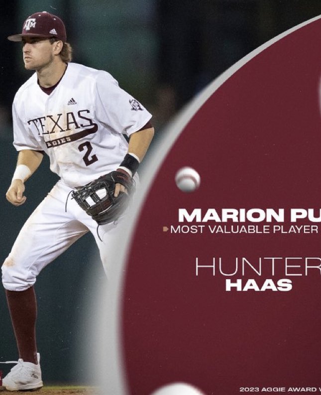 Congrats to 2020 alum @hunterhaas02 on being named @AggieBaseball Most Valuable Player for 2023 season. Big couple of weeks coming up for the former Aztec SS. #GRIT #STUD