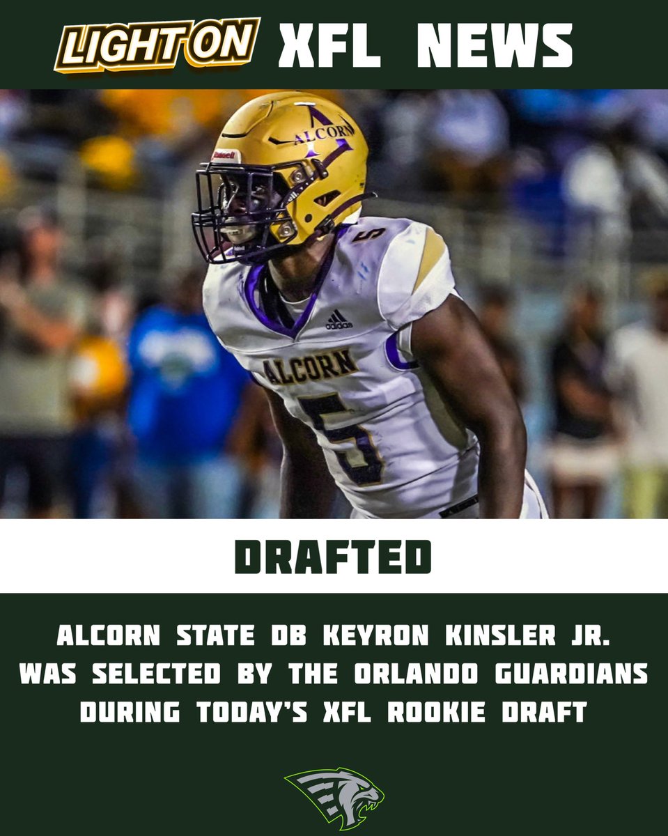 Alcorn State DB Keyron Kinsler Jr. Was Selected By The Orlando Guardians During Today’s XFL Rookie Draft. 

@AlmightyKins @XFL2023 

📸: @BRAVESSPORTS | SI