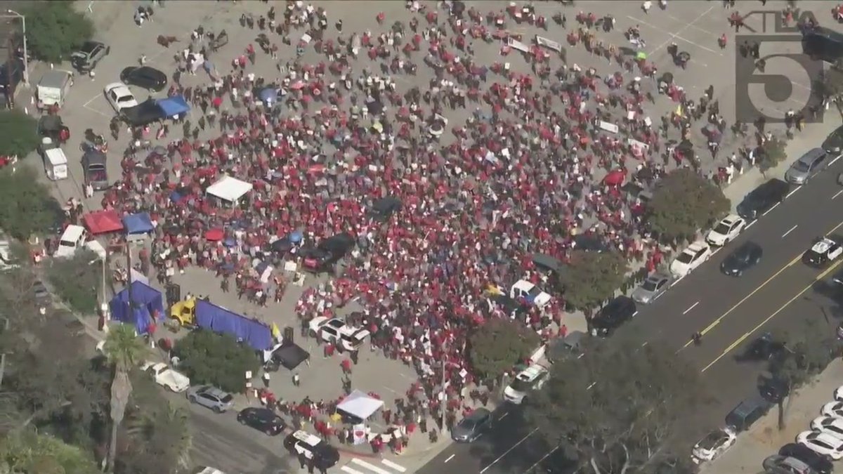 Signs read 'Satan Has No Rights' and 'Stop the Blasphemy' as hundreds gather at Dodger Stadium to protest the team honoring the Sisters of Perpetual Indulgence with a Community Service Award at Pride Night. ktla.com/news/local-new…