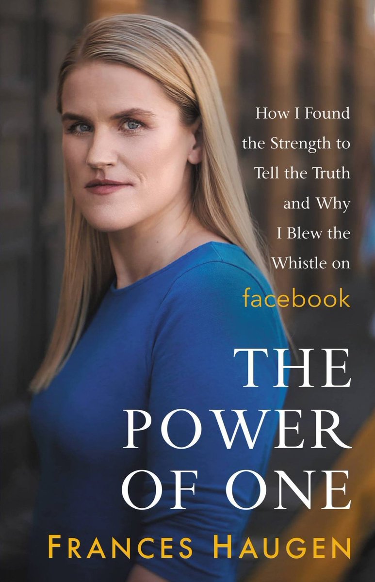 Happy Book Birthday to my friend @FrancesHaugen, the Facebook Whistleblower. Frances did the world a huge service by revealing how FB allowed disinformation and hatred to spread on its platform; under-funded solutions; and still does. Buy this book! amazon.com/gp/aw/d/B0BHSN…