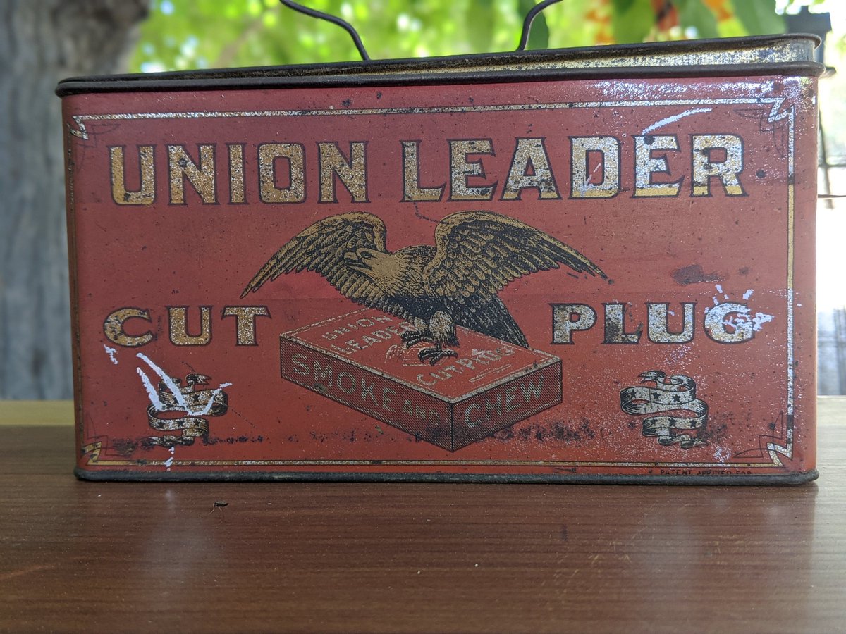 Excited to share the latest addition to my #etsy shop: Antique-Vintage Union Leader Cut Plug Smoke & Chew Tobacco Metal Advertising Hinged Tin etsy.me/3qKWgIO #unionleadertin #antiquelunchbox #vintagetinlunch #tobaccotin #unionleadercutplug #collectibletin #tin