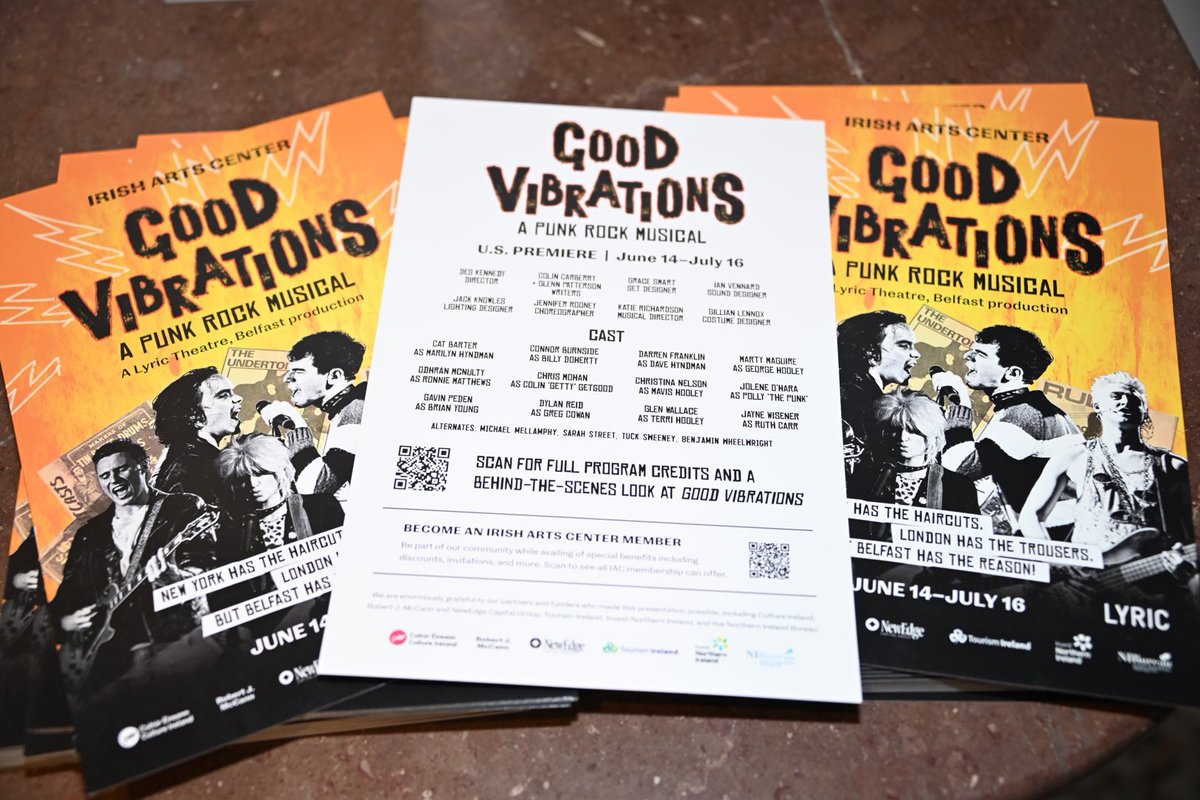 Big congratulations to everyone who made last night’s US debut of <a href="/LyricBelfast/">Lyric Theatre Belfast</a>’s Good Vibrations at <a href="/IrishArtsCenter/">Irish Arts Center</a> such a huge success, we were honored to take part in the launch of this electric production! ⚡️

<a href="/GoToIrelandUS/">Tourism Ireland US</a> <a href="/NI_Bureau/">NI Bureau</a> <a href="/InvestNI_AMER/">Invest Northern Ireland - Americas</a> <a href="/culture_ireland/">Culture_Ireland</a>