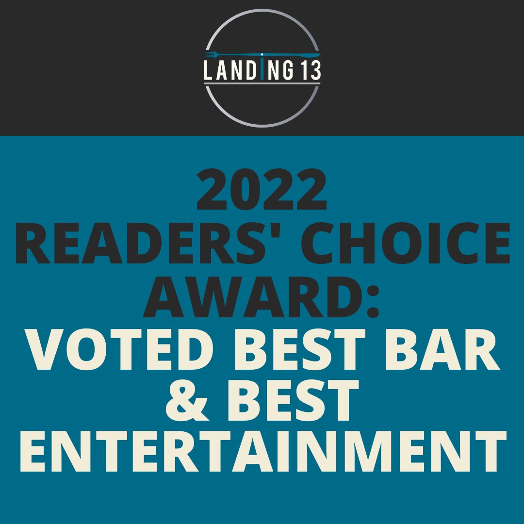 Landing 13 has been voted Best Bar & Best Entertainment in the Porterville Recorder's 2022 Readers' Choice Awards!  Huge thanks goes out to all who voted for us and made this happen!  

#Landing13
#Porterville
#BestBar
#BestEntertainment
#ReadersChoiceAwards
#Vote
#ThankYou