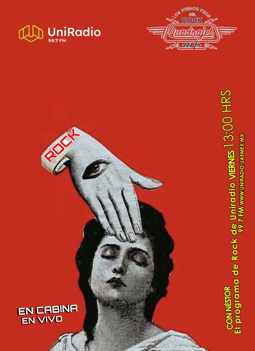 UniRadio997FM's tweet photo. Hoy en #Quadrajet rock por radio en vivo.
Tendremos la reseña de la tocada de los Mirror Revelations en el @ForoIndierocks, tras abrirle a Beak.
También, entrevista con @SantiagoCorazon, que este #Finde semana se presenta en Toluca.
Acompaña a @nxtor por el #997FM https://t.co/0GQ7gpQdpU