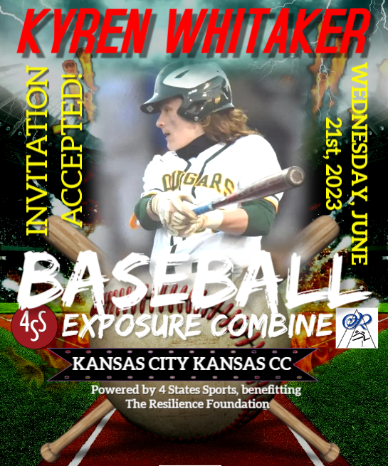 4StateSports1's tweet photo. We are excited to announce that @KyrenWhitaker3, a '23 OF/RHP from @BaseballSalina &amp; @YellowJacketsKS has accepted our invitation to compete in the Exposure Combine at @KCKbaseball next Wednesday! @Barton_Baseball @IchabodBSB @CCCKTigerBSB @UCOBaseball @CowleyBaseball @NortharkB https://t.co/rb8nnlBMmF