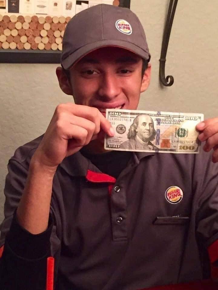 ”Proud mom moment! Matthew worked this evening and a homeless gentlemen walked in the restaurant with .50 cents and asked if there was anything on the menu he could buy. Matthew asked him what he would order if he could and the man said anything would help his hunger pains. So