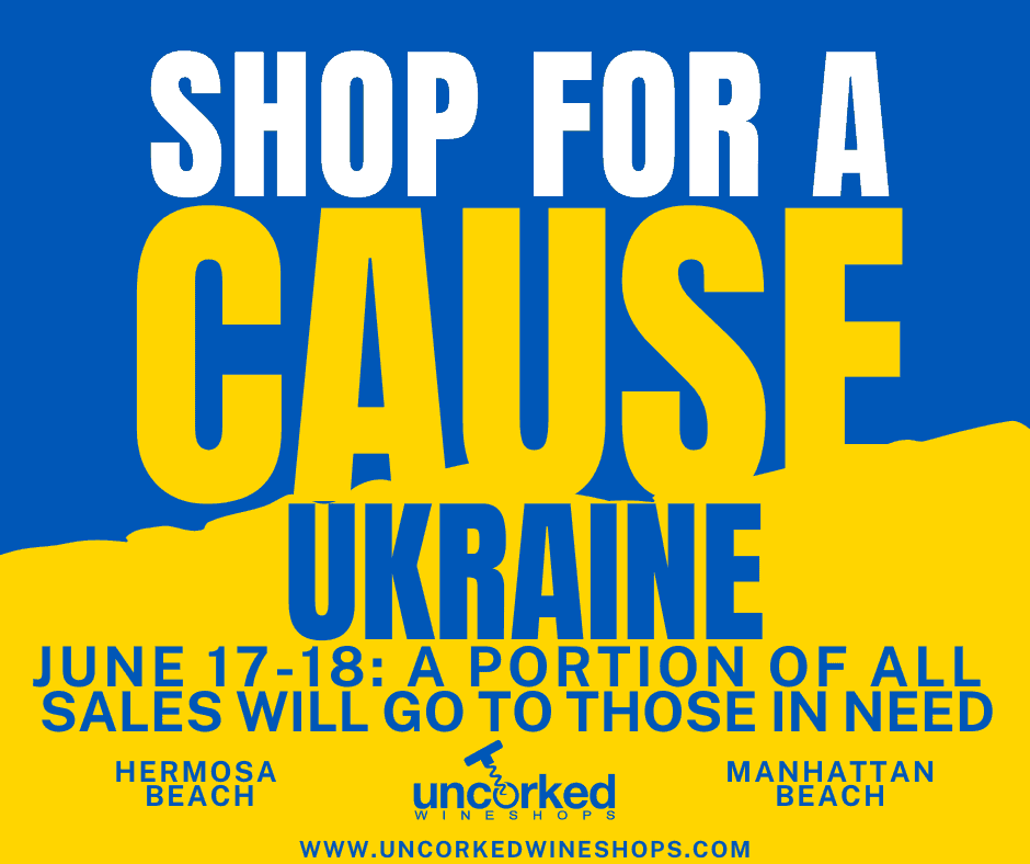 Help #SupportUkraine! Please join us by purchasing some wine or enjoying a flight this weekend. We will be donating a portion of all sales to help those in need in #Ukraine. 🍷 🇺🇦

#UncorkedWineShops #wine #wineshop #shoplocal #HermosaBeach #ManhattanBeach #raisemoney