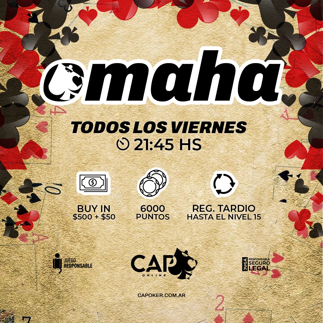 ¡Qué lindo esperar a que llegue el viernes! 🤩

👉El torneo “Omaha” te está esperando y es tu oportunidad de ganar.

📲 Toda la info para jugar en capoker.com.ar