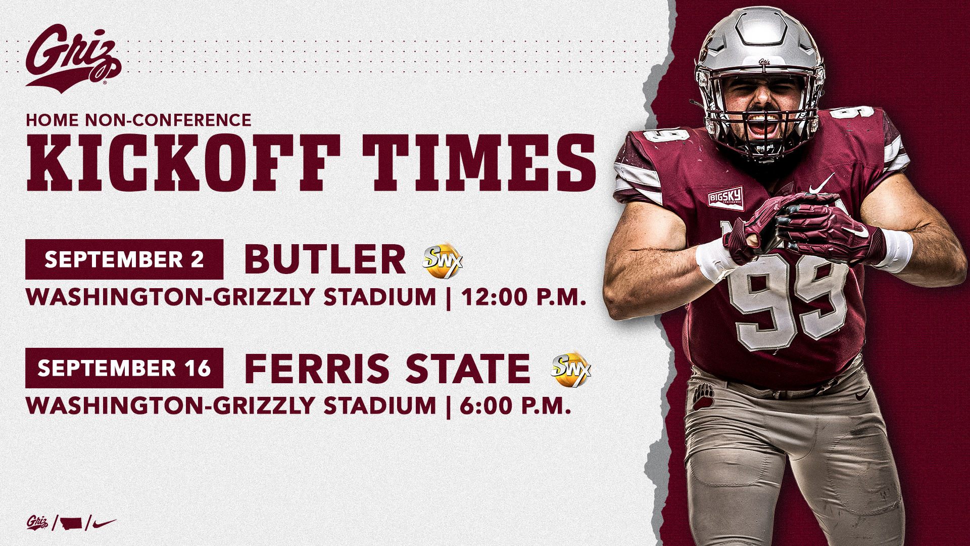 Montana Griz Football on Twitter "Kick times and TV details for the