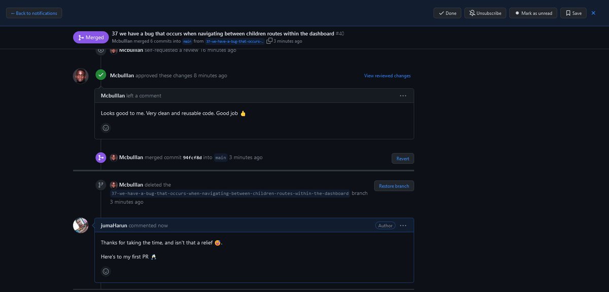 jumaH4run's tweet photo. Hello 👋🏾

I just merged my first open-source pull request! 💪🏾I'm so excited to be a part of the community and contribute to making open-source software better.

Thank you @SpaceYaTech and @Mentorlst for this awesome opportunity.💯

#OpenSource #FirstPR #Contributing #reactjs https://t.co/1okzZOZXlE
