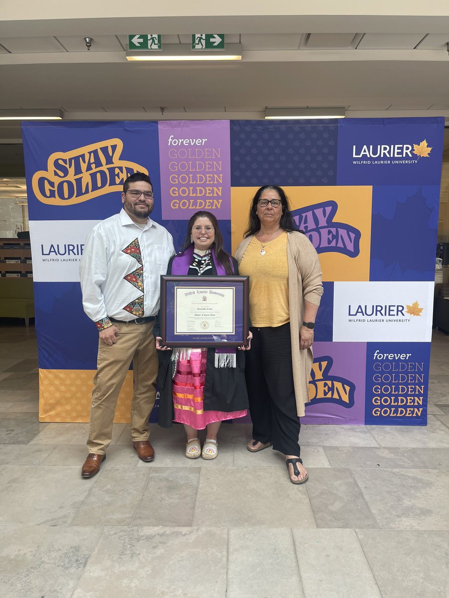 At Laurier to celebrate the graduation of a valued member of my former Feathers of Hope team.  Samantha Crowe now adds an M.A. to her skills and knowledge bundle. Success begins in knowing who you are.
#FOH #indigenousvoice