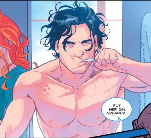 The scars we can see near his right shoulder in the Nightwing #105 preview make me think of Batman #408, when Joker shot Dick, with all the consequences it had