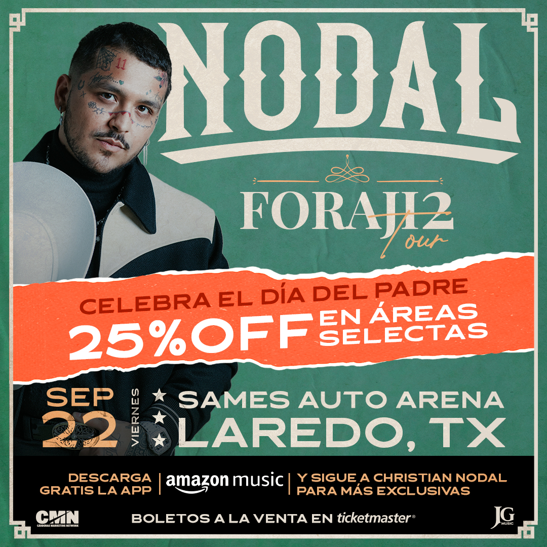 Celebrate Father's Day with 25% off tickets to see Christian Nodal live at the Sames Auto Arena on September 22nd!
Promotion available at the Box Office and on Ticketmaster!
