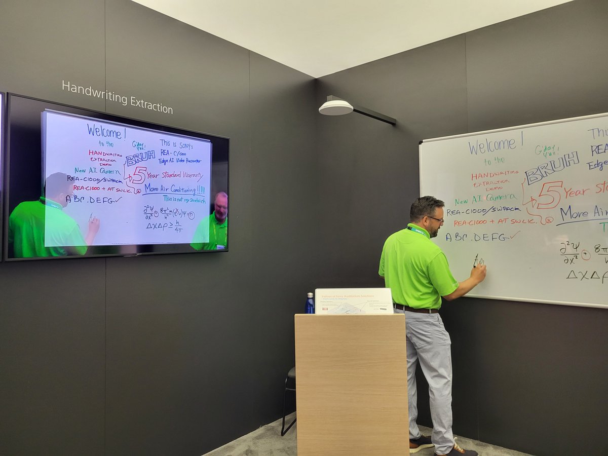 Applied_tweets's tweet image. Chris Lajeunesse is having so much fun at @infocommshow trying out and testing the new Sony SRG-A series auto tracking camera and handwriting extraction functionality. 😎🌐
#SonySRGA #AutoTrackingCamera #AIIntegration #Innovation #VideoAnalytics #VisualExperience