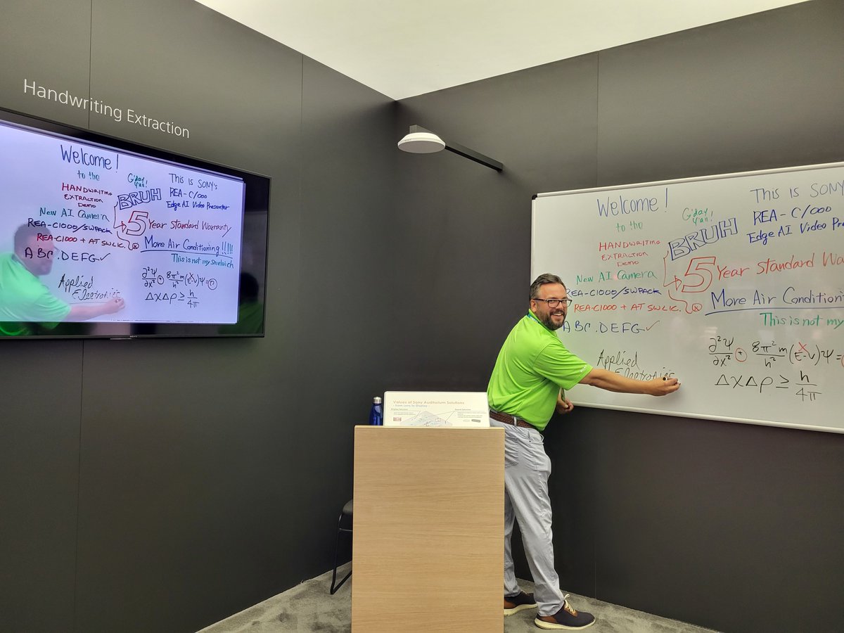 Applied_tweets's tweet image. Chris Lajeunesse is having so much fun at @infocommshow trying out and testing the new Sony SRG-A series auto tracking camera and handwriting extraction functionality. 😎🌐
#SonySRGA #AutoTrackingCamera #AIIntegration #Innovation #VideoAnalytics #VisualExperience