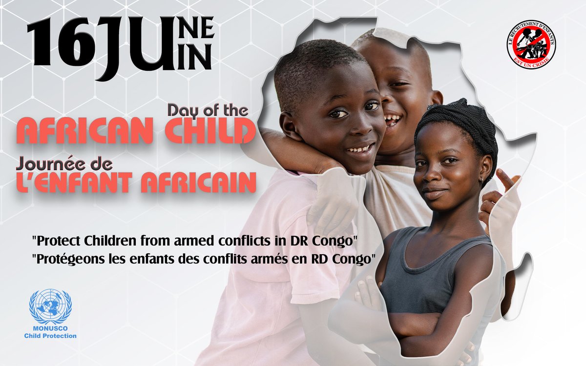 childprotectdrc's tweet photo. 16 Juin – Célébrons ensemble la Journée de l’#enfant_africain. Cette journée est l’occasion pour tous et pour chacun de raffermir notre engagement pour la protection de l’enfant en période de conflits armés. #JEA2023  #DAC2023 #enfant #JournéeEnfantAricain #children https://t.co/ESxwfQuPRn