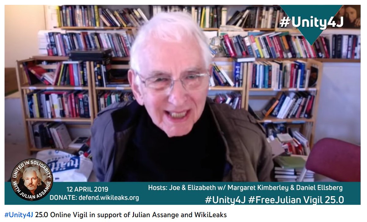 Daniel Ellsberg passed away today. I appeared alongside him and others in 2018 and 2019 as part of the #Unity4J effort on behalf of Julian Assange.
We were both in this video on April 12, 2019, the day after Assange was arrested in London.

youtube.com/watch?v=aD2FNO…