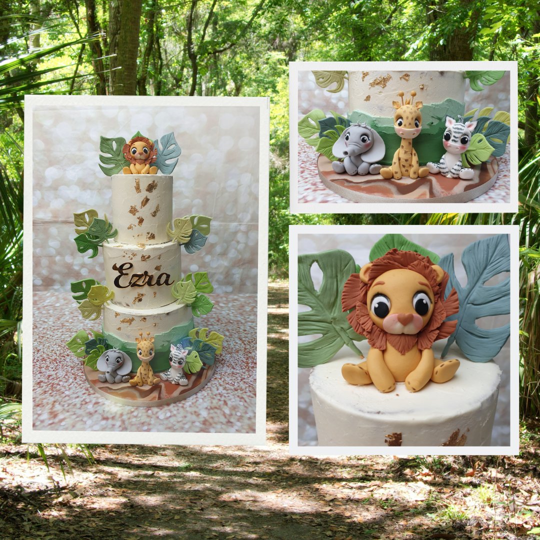 Ezra had a roar-some first birthday. These cute jungle animals were on top form for a fantastic birthday celebration.

#saltersevents #cakedesigner #bespokecakes #junglecake #southlondoncakes #fondantdesigner #birthdaycakes #lion #zebra #giraffe #elephant