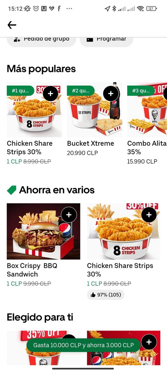 #descuentosguata está el Chicken Share Strips a $1 en KFC Pajaritos vía ub3r e4ts.

gogogo