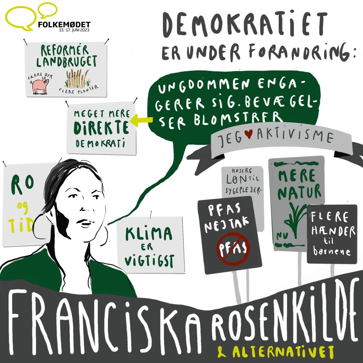 Folkemoedet's tweet photo. På Folkemødets 2. Dag afholdte @MaiVilladsen første partiledertale. Denne var efterfulgt af statsminister Mette Frederiksen.
Herudover afholdte @FranciskaRosenk fra @alternativet_ @PiaOlsen fra @SFpolitik deres taler.

Du får recap af dagens partiledertaler her.

#fmdk https://t.co/nbYFf1cQHb