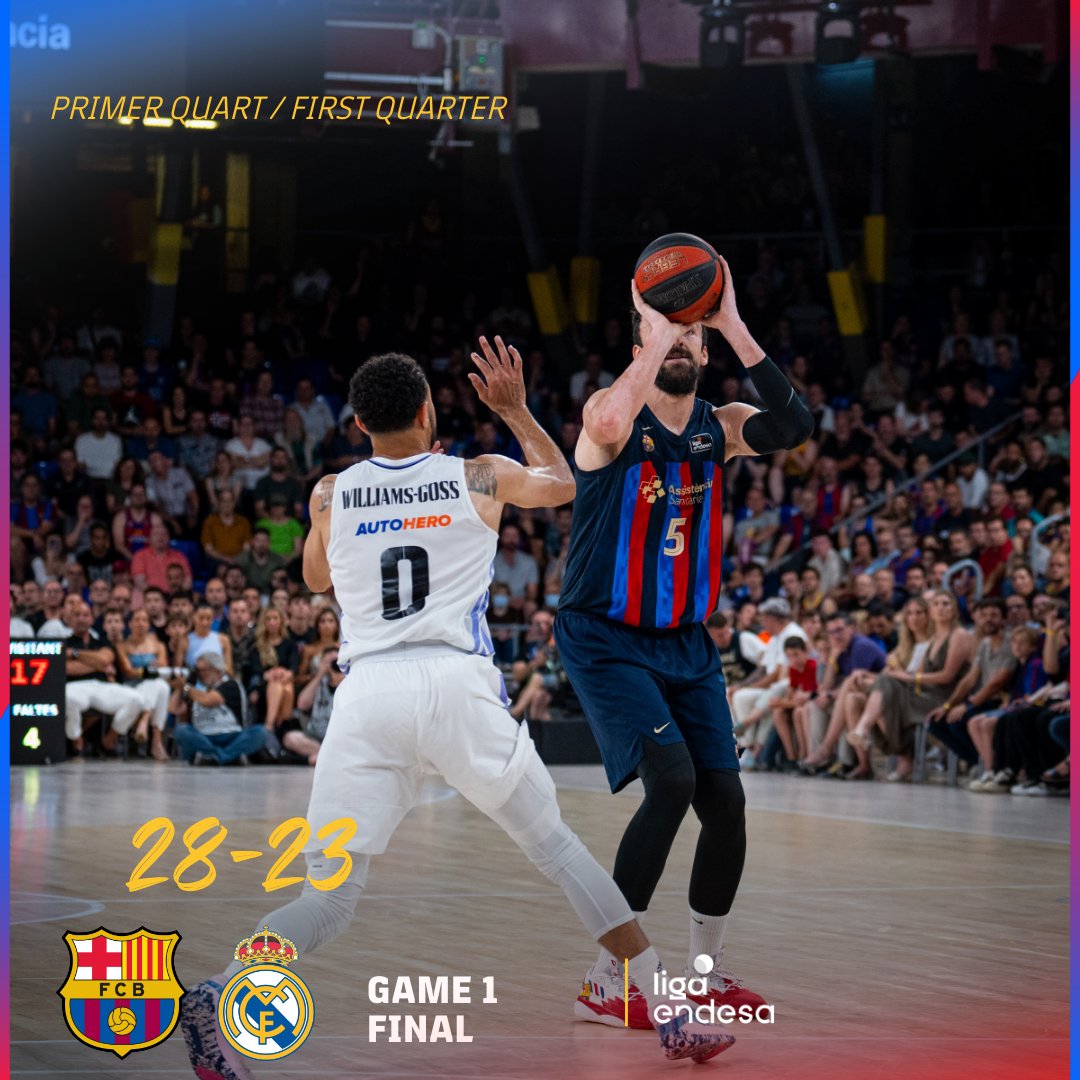 ⏱️ نهاية الربع الأول
برشلونة 28 - 23 ريال مدريد
#PlayoffLigaEndesa
#ELClásico