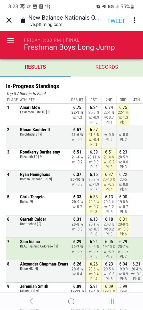 Amari heading into finals of the Freshmen Long Jump with a sizable lead #LexGo