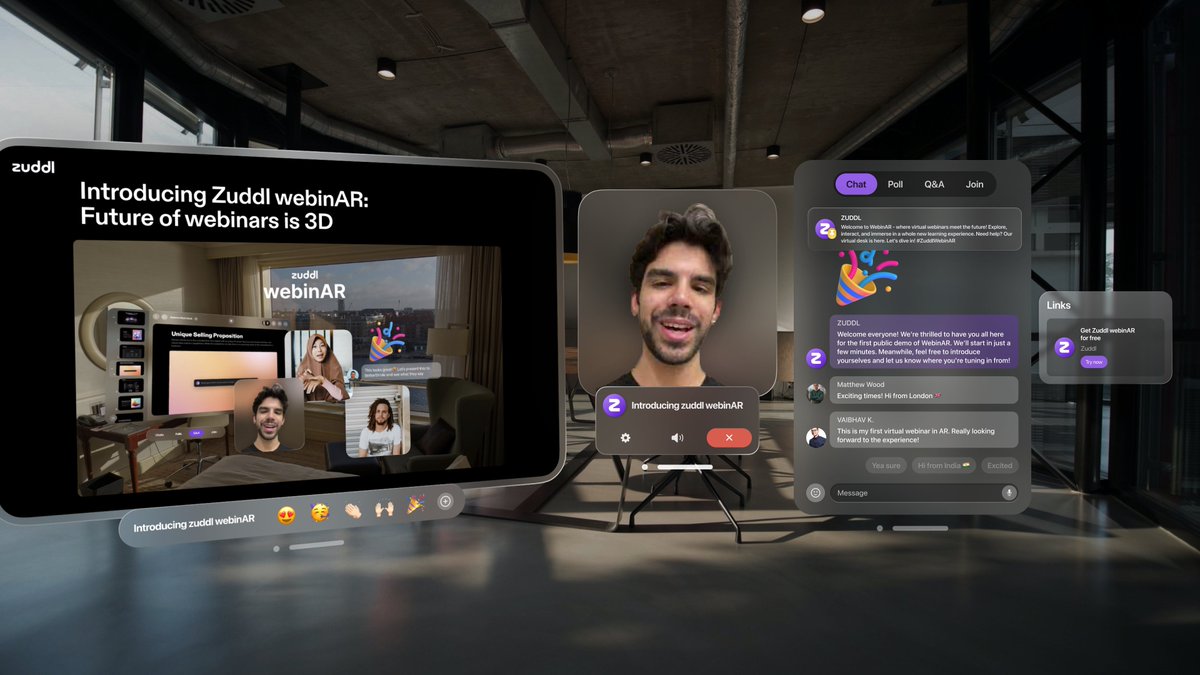 khatri_arshan's tweet image. Spatial webinars will be a thing..🟣
@WeareZuddl
#spatialUI #b2bevents #B2B #meetings #AppleVisionPro #events #tech