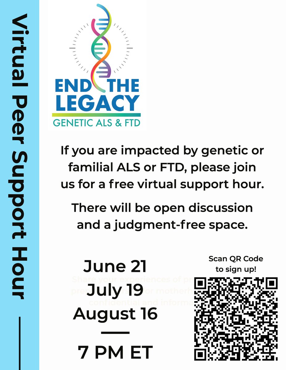 For anyone impacted or knows those who are impacted by genetic or familial ALS or FTD, there's a great new virtual support group.