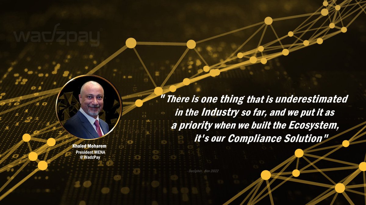 ' #Wadzpay's forward-thinking in the Industry; and how they have chosen to prioritize a robust Compliance System to connect the Old World and the New World.'

- Khaled Moharem @Decipher,  Nov 2022
 
 #WTK $WTK #WPC #CBDC #Wearewadzpay #priority #regulations  #Compliance