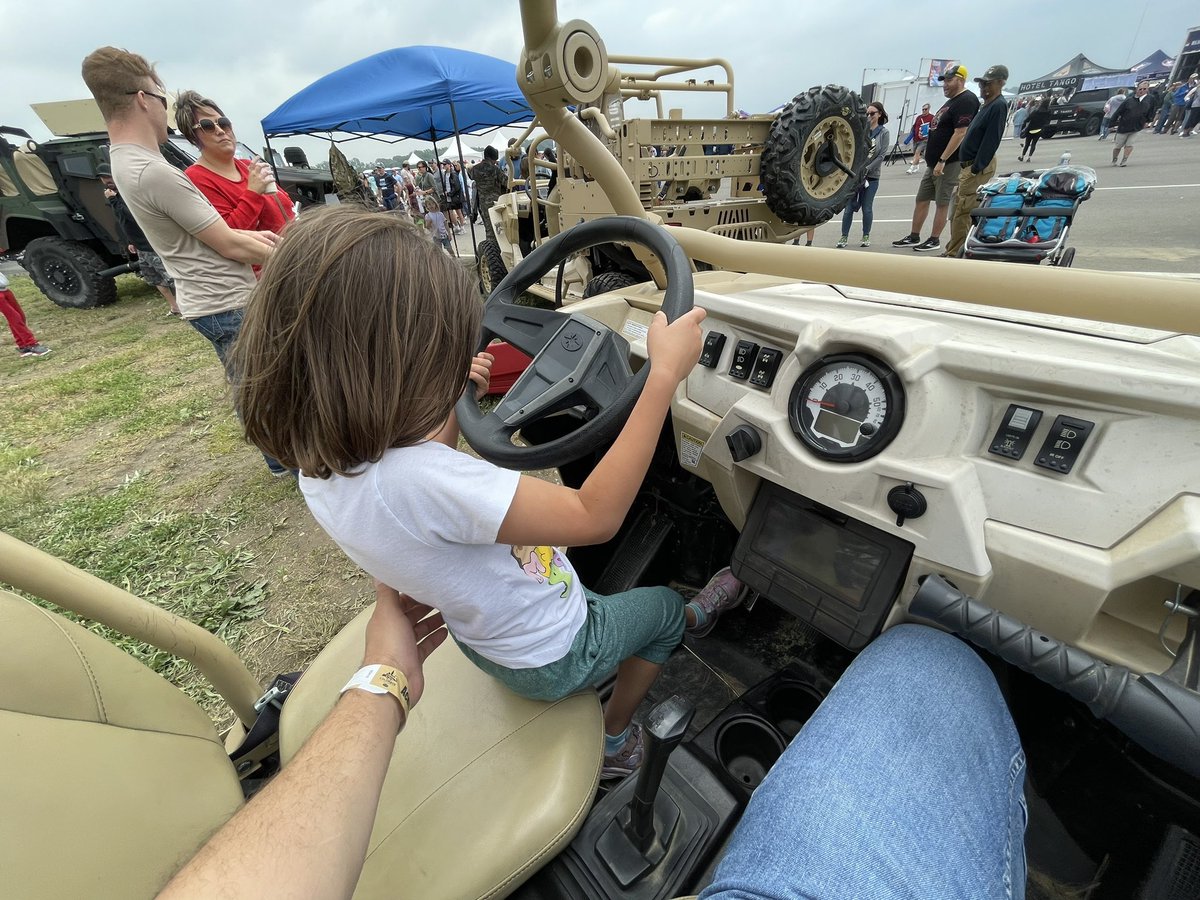 d0tslash's tweet photo. I’m gonna teach this girl to drive one of these @PolarisORV MRZR’s with @OpenRoboticsOrg @rosorg #RTK #WMI #ROSM weaponization toolkit. She’s gotta be ready for the future! https://t.co/qRxnK78jWI